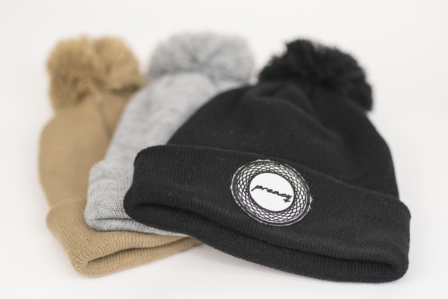 Pom-Pom Beanie Embroidered Logo (3 colors)