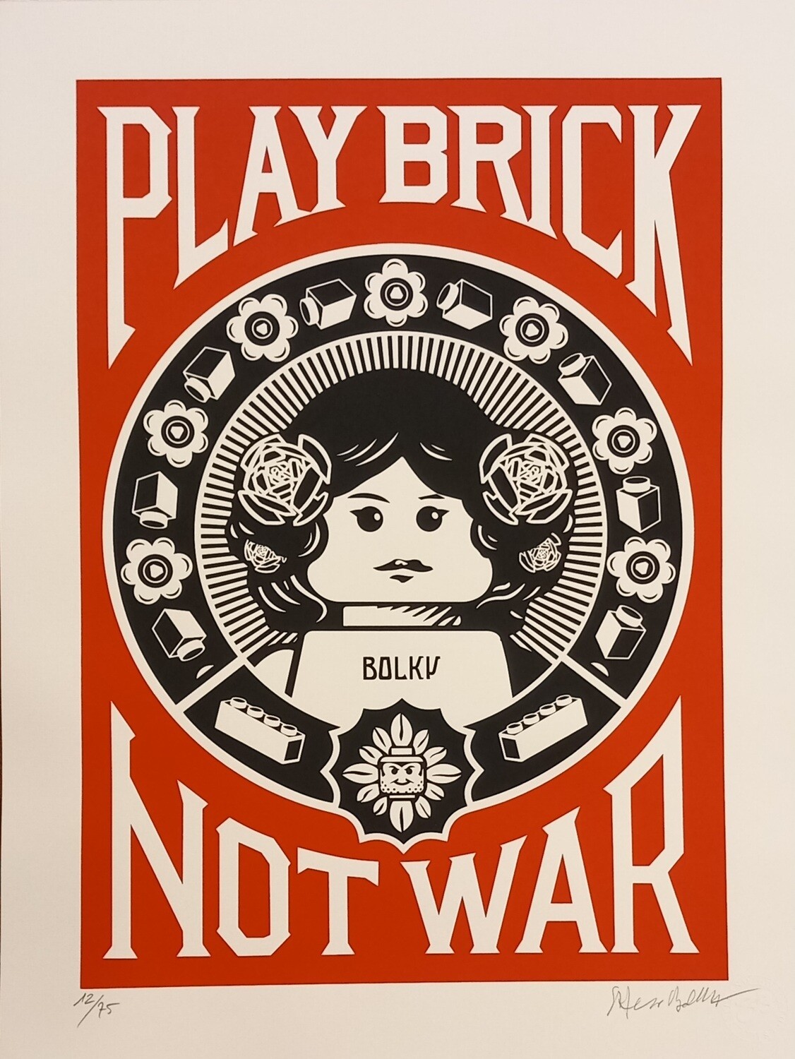 BOLCATO - Play brick NO war - con cornice