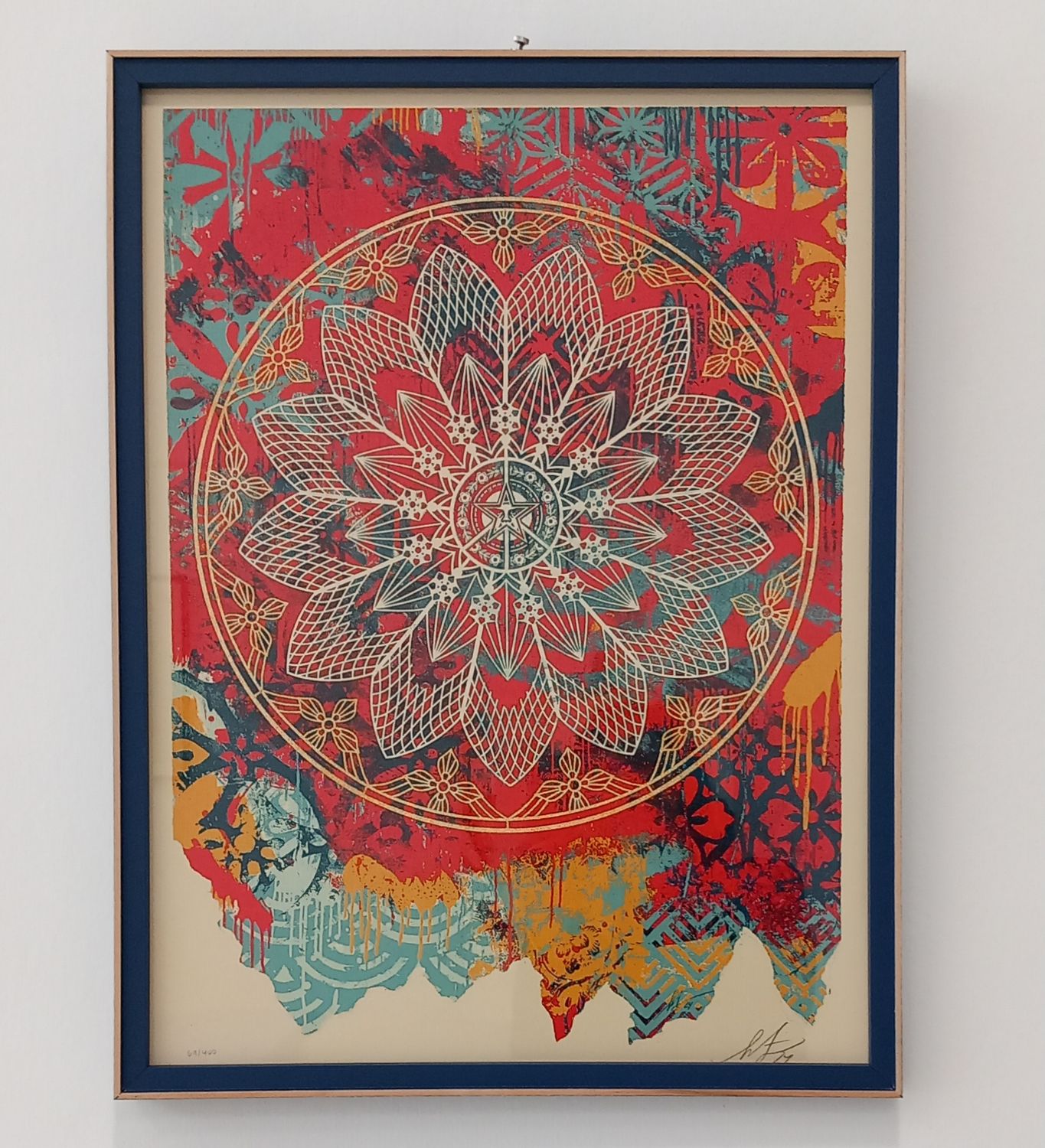 OBEY SHEPHARD FAIREY- Collage peace mandala - con cornice