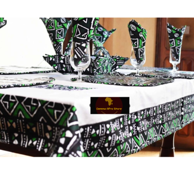 Set de table avec décoration wax, coton 100%, fait au Sénegal, couleurs intenses, résistant au lavage en machine