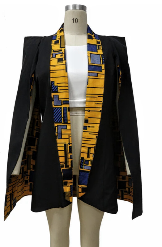 Veste biface manche chauve-souris, disponible en L et XL, afro-chic, 100% coton, veste élégante