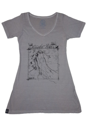 Vestido gola V estonado sereia cinza Vestido gola V estonado sereia cinza