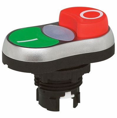 PULSADOR DOBLE PVC ROJO-VERDE CON LED CENTRAL 220 V HARMONY XB5AW73731M5