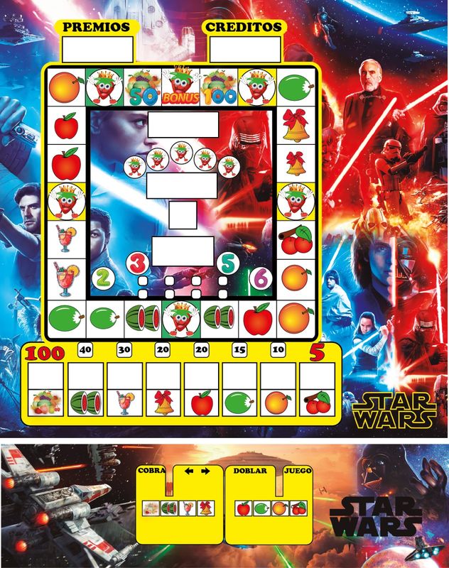 ACRILICO MAQUINA DE JUEGO TECLADO FRUIT KING (JUEGO 2 PIEZA)