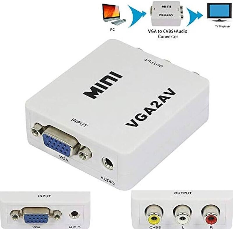 VGA2AV CONVERTIDOR MINI DE AUDIO Y VÍDEO VGA A AV RCA