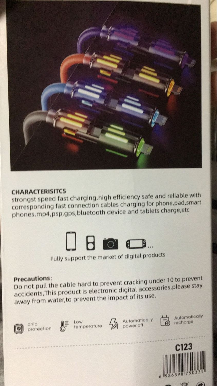 CABLE DE SILICONA/LUZ 4 EN 1