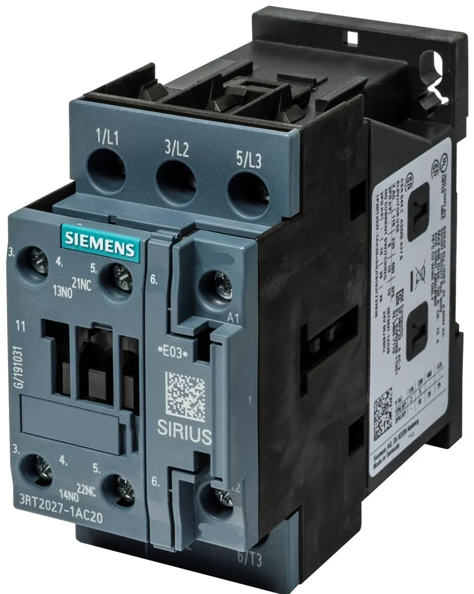 CONTACTOR SIEMENS SIRIUS 110VAC 3RT2027-1AG20 / AC3: 32AMP, 400V, 15KW, 1NO 1NC