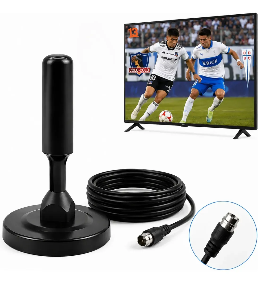 ANTENA PARA TV DIGITAL ABIERTA TDA HD INT/EXT BASE MAGNÉTICA
