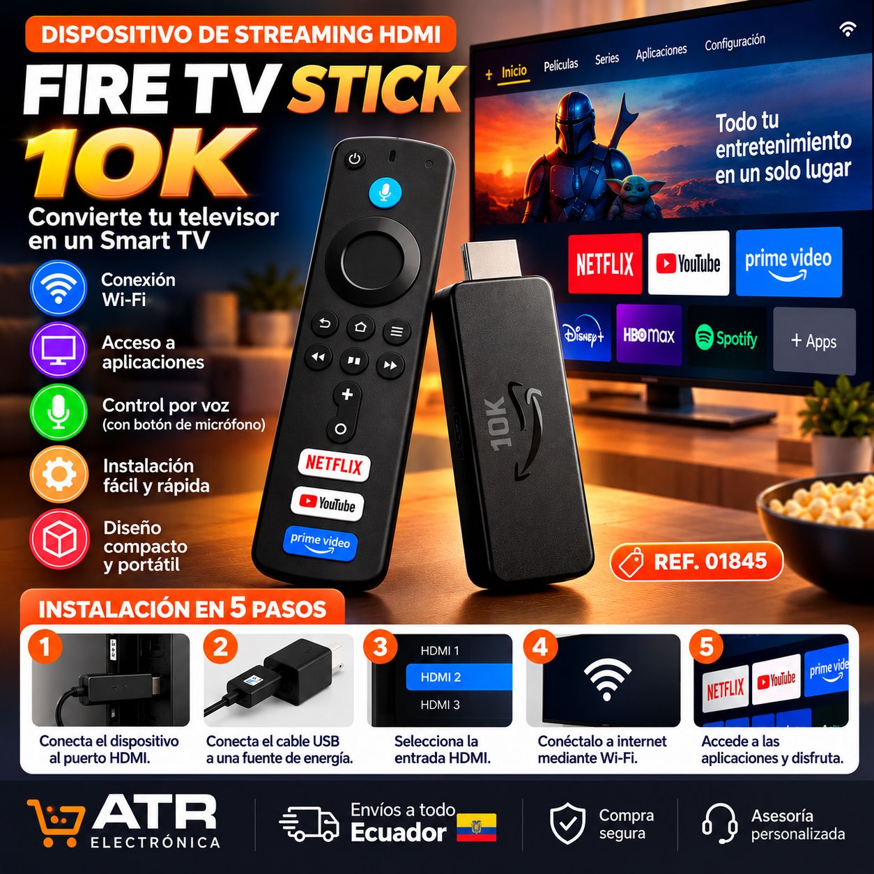FIRE TV STICK 10K – DISPOSITIVO DE STREAMING HDMI (Amazon)