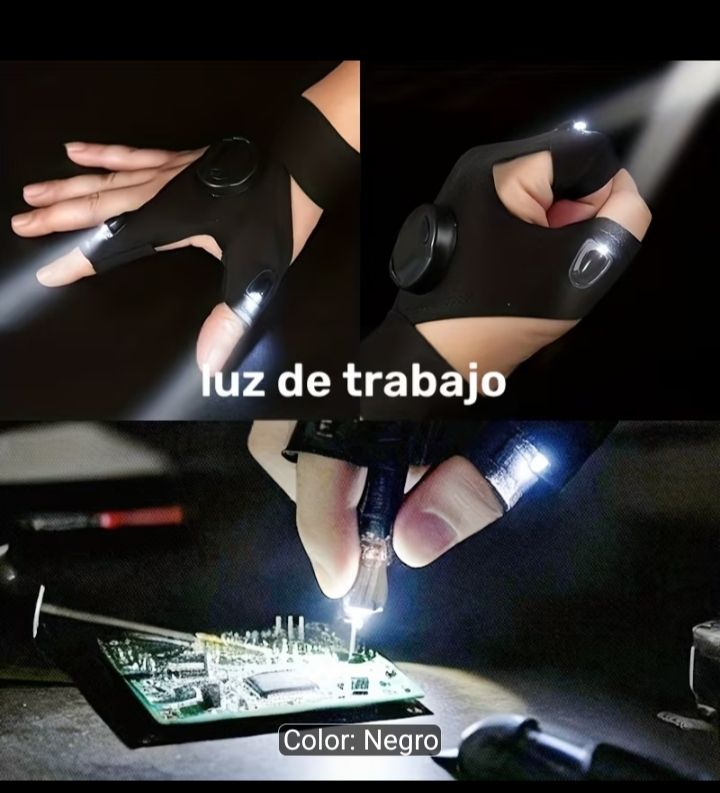 GUANTES CON LUZ LED – LINTERNA PARA DEDOS, MANOS LIBRES