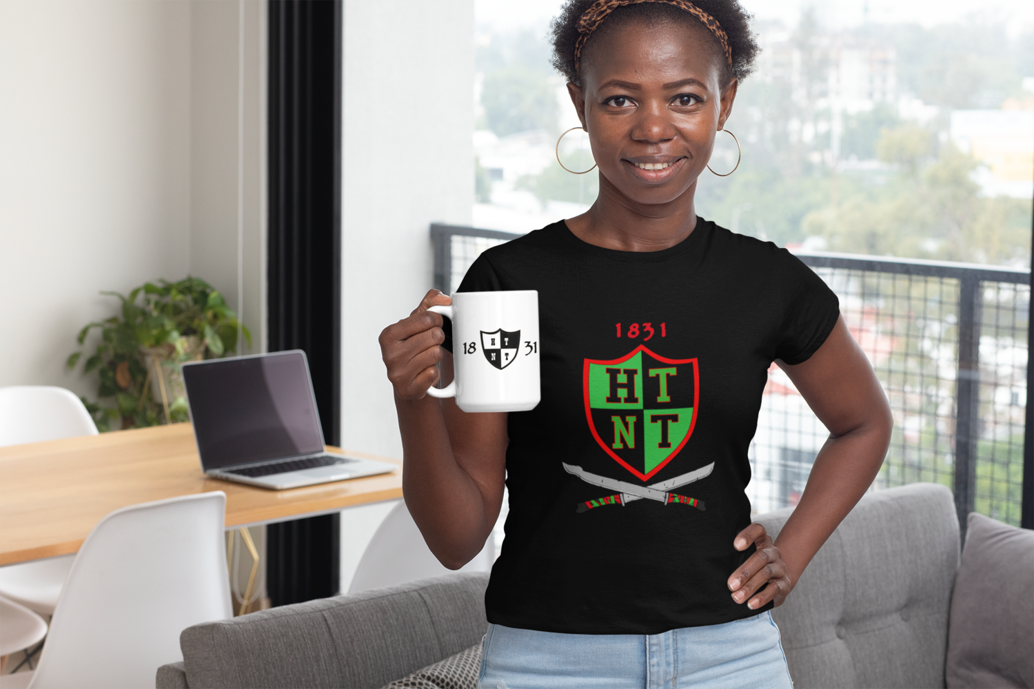 BLACK AND WHITE HTNT COFFEE CUP