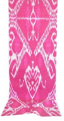 Uzbek hot pink and white ikat fabric