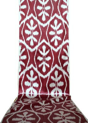 "Marsala" deep red and white ikat fabric