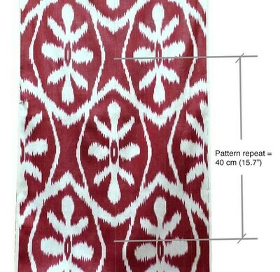"Marsala" deep red and white ikat fabric