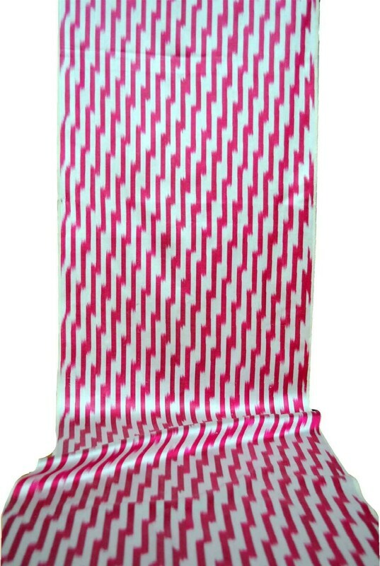 Pink geometric pattern ikat fabric by the yard