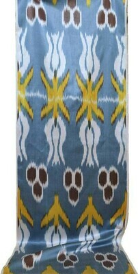 "Tulips on the turquoise" handwoven ikat fabric