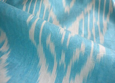 Blue and white ikat fabric