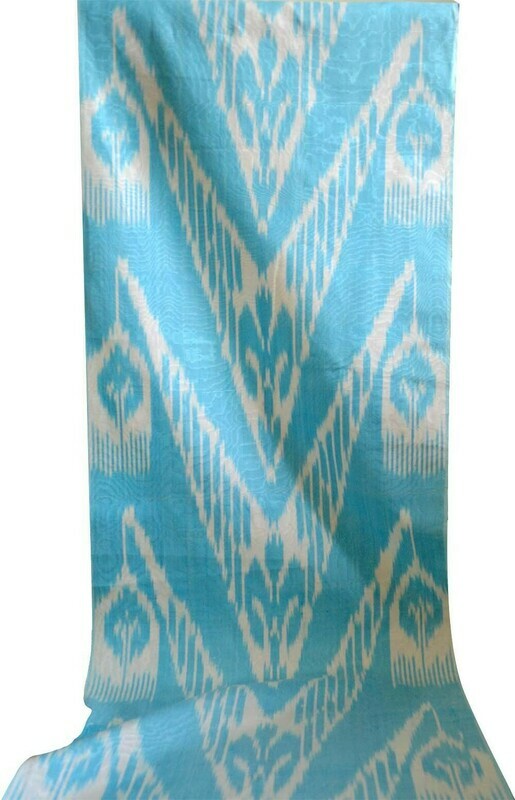 Blue and white ikat fabric