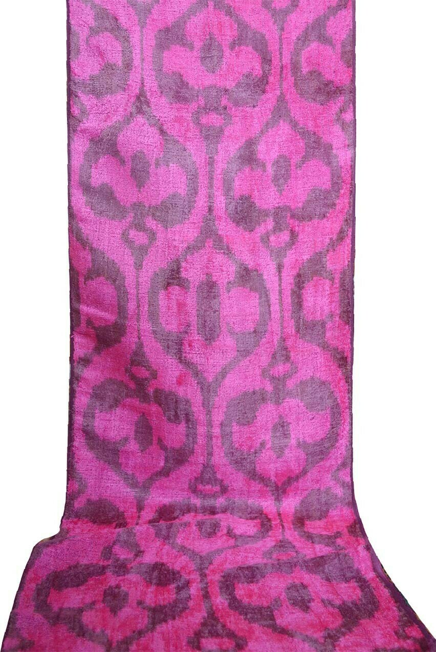 "Fuchsia" velvet ikat fabric