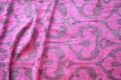"Fuchsia" velvet ikat fabric