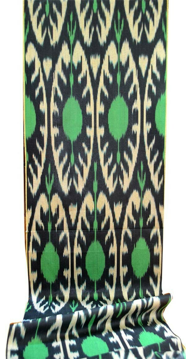 Stunning green and black ikat fabric