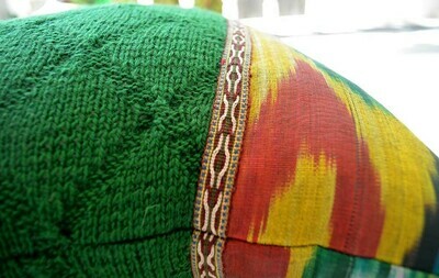 Saffron + Christmas Green knitted  pillow cover