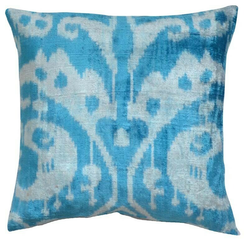 &quot;Peace and love&quot; square 16&quot; (41cm) ikat velvet pillow cover