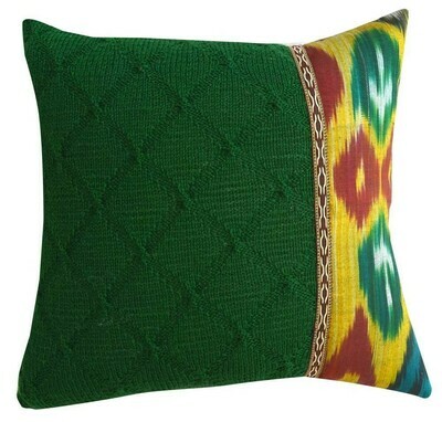 Saffron + Christmas Green knitted  pillow cover