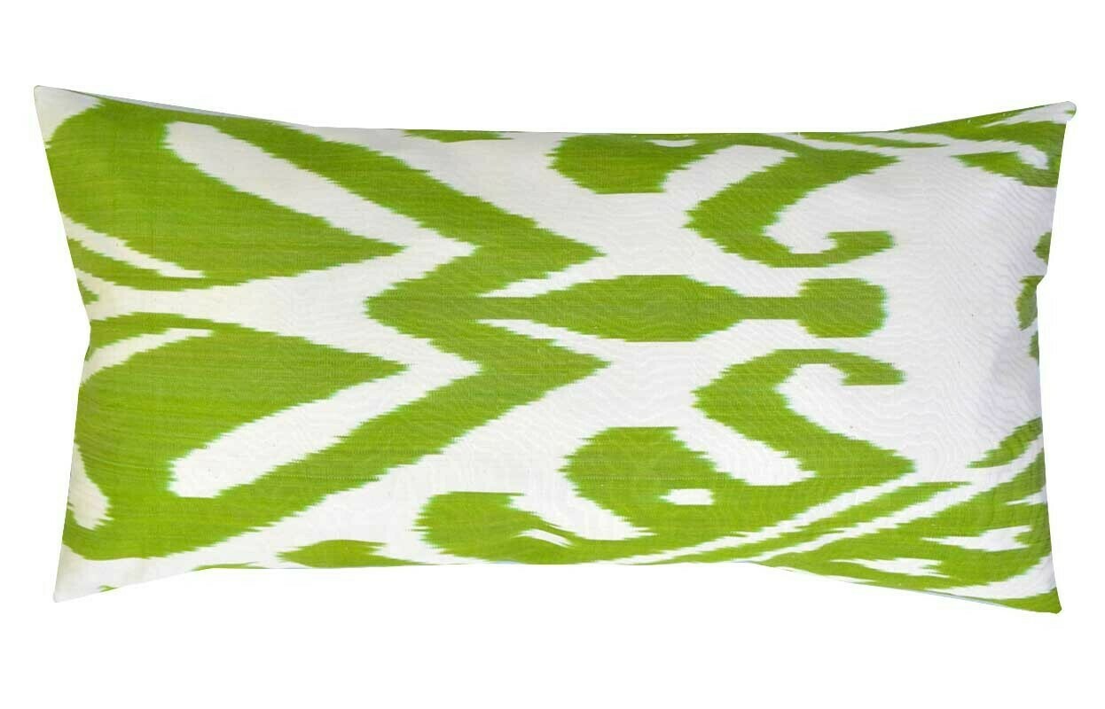 &quot;Lemongrass&quot; lumbar ikat pillow cover