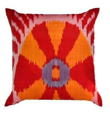 "The Bukharian pattern" square ikat pillow cover