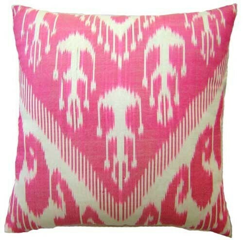 As Is  - &quot;Candy pink&quot; square ikat pillow cover