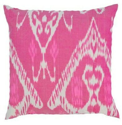 "Hot pink" 20" (50cm) square ikat pillow cover