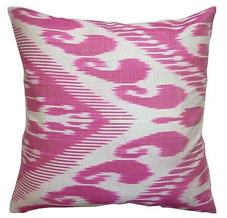 &quot;Candy pink&quot; square ikat pillow cover