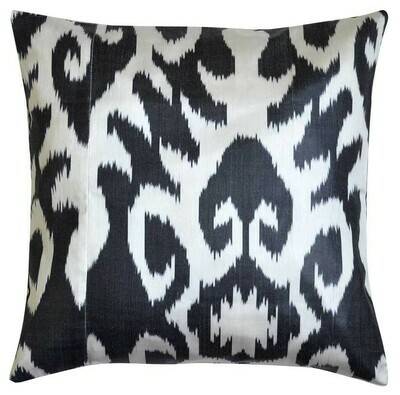 Square black and white ikat pillow cover