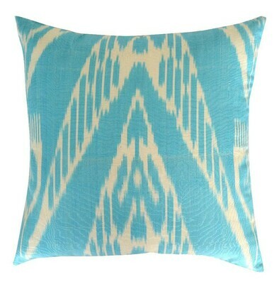 "Charoz" blue and white ikat pillow cover