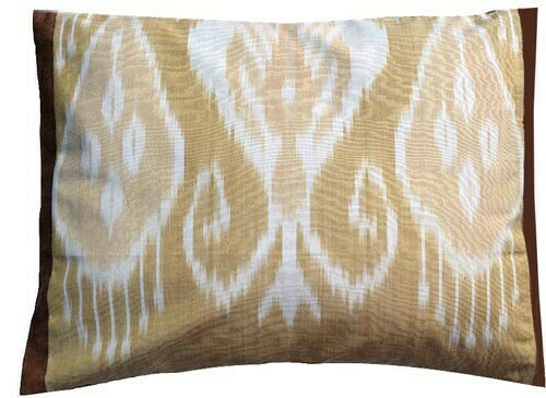 &quot;Beige&quot; boudoir ikat pillow cover (organic dyes)