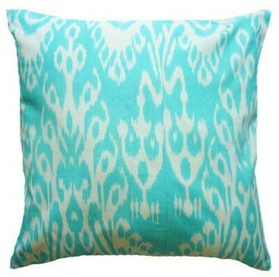 "Turquoise" euro size ikat pillow cover