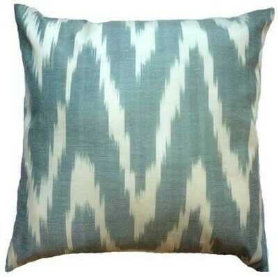 "Zigzag faded green and beige" euro size ikat pillow cover