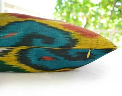 "Saffron and tulips"  20" square ikat pillow cover
