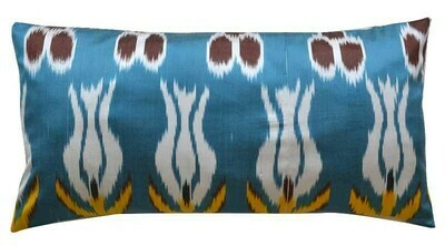 "Turquoise blue" lumbar ikat pillow cover