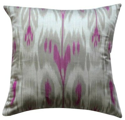 Silver gray square ikat pillow cover