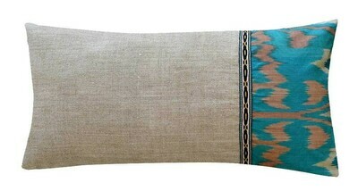 "Ikat + linen" lumbar pillow cover