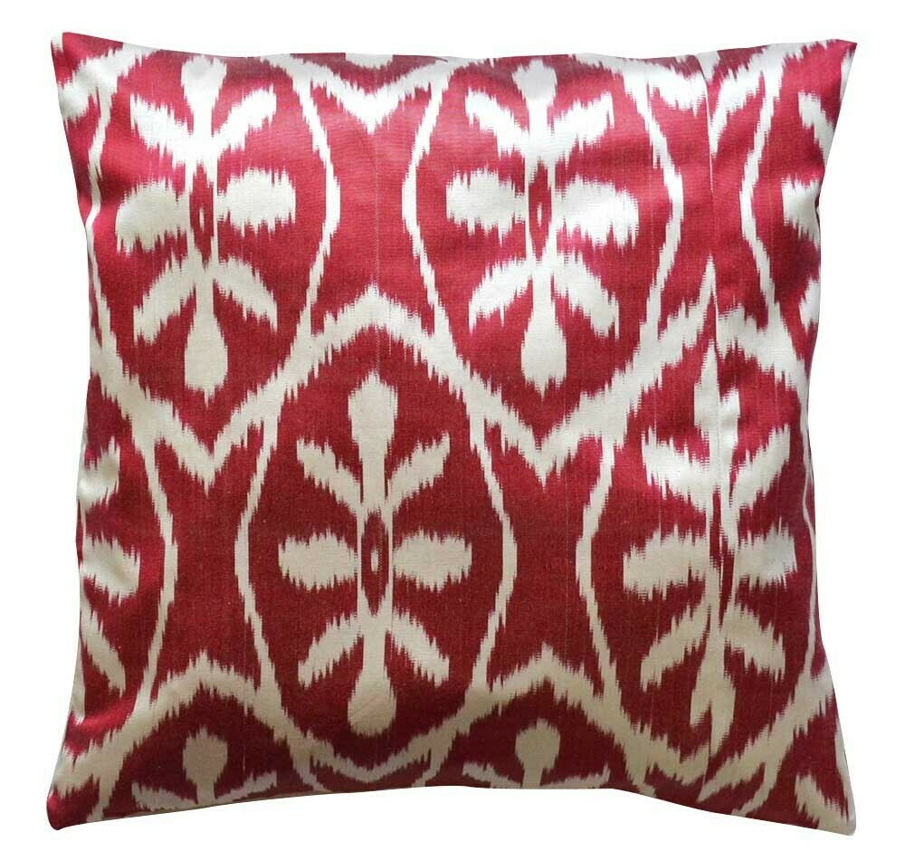 Marsala red ikat pillow cover