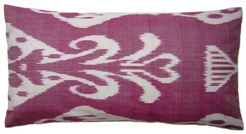 &quot;Pale plum&quot; lumbar ikat pillow cover