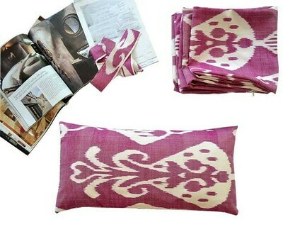 "Pale plum" lumbar ikat pillow cover
