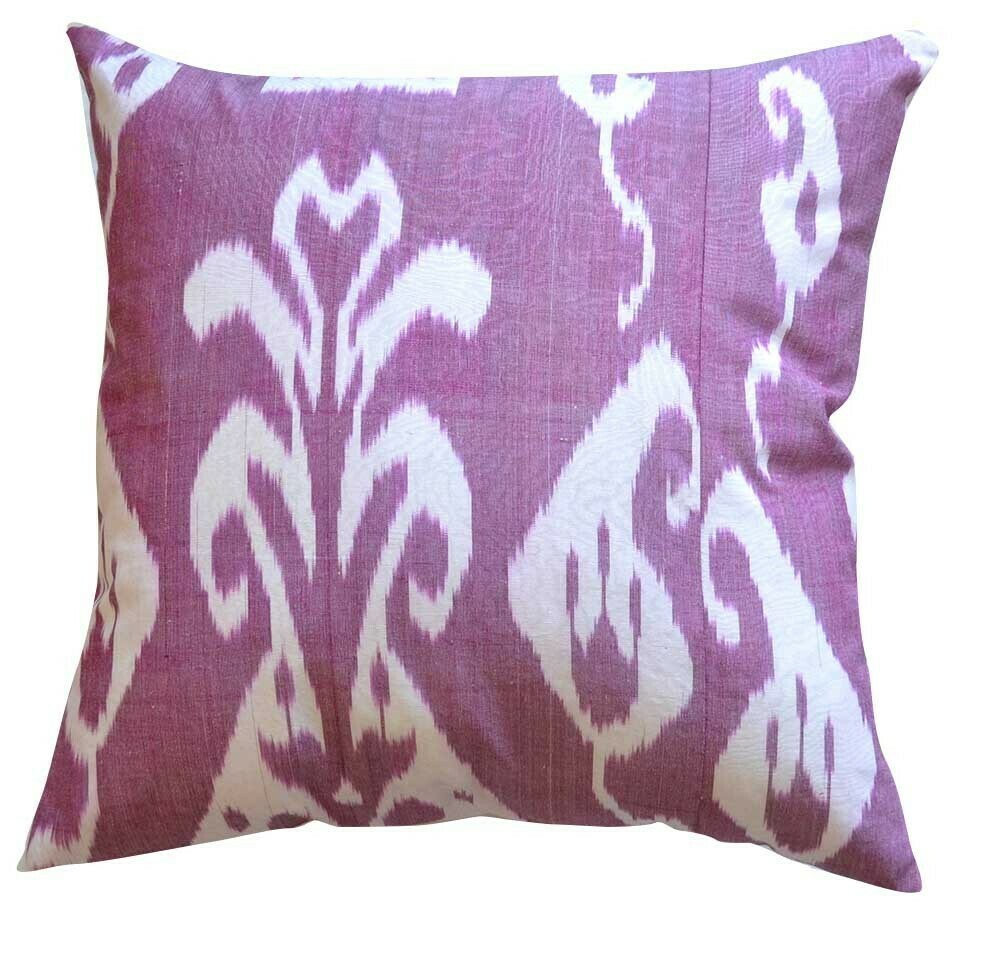 &quot;Pale plum&quot;  square ikat pillow cover