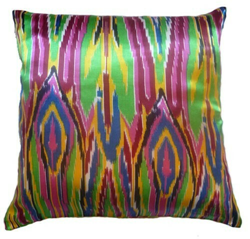 &quot;Neon city lights&quot;square ikat pillow cover