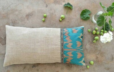 "Ikat + linen" lumbar pillow cover