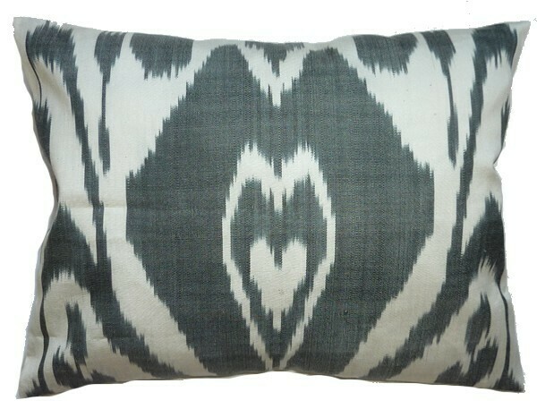 As Is - Ikat in black and white boudoir pillow cover