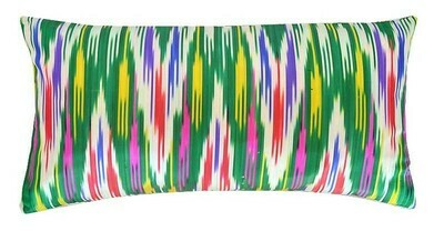 Multicolor lumbar ikat print pillow cover